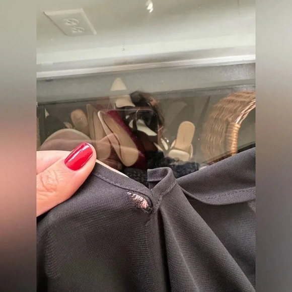 Zara Long Sleeve Black Pink Floral Swiss Dot All Ruffles Babydoll Dress size XS - Picture 8 of 16